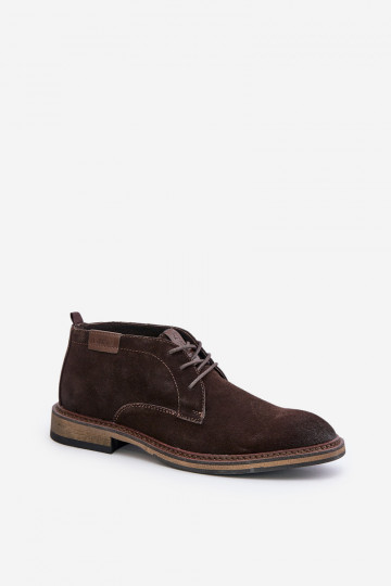 Scarpe da uomo in suede con lacci Big Star OO174145 marroni scuri