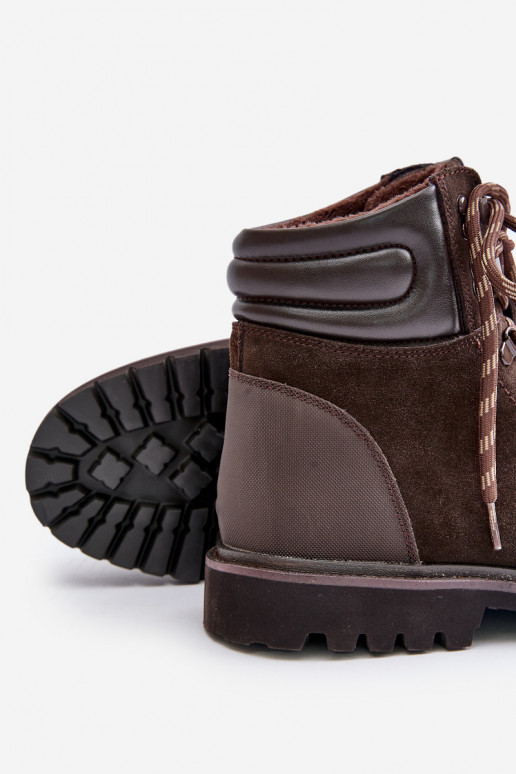 dalla pelle scamosciata riscaldamento Stivali scarpe Deveschio Big Star OO174644 Hi-Poly System colore marrone