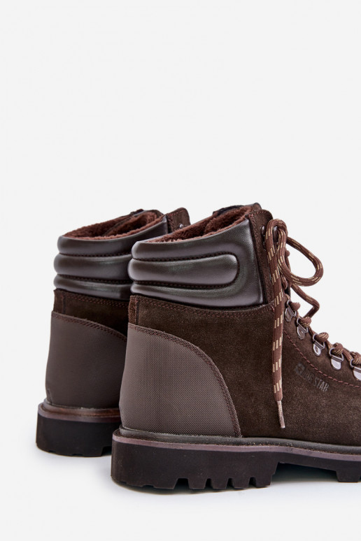 dalla pelle scamosciata riscaldamento Stivali scarpe Deveschio Big Star OO174644 Hi-Poly System colore marrone