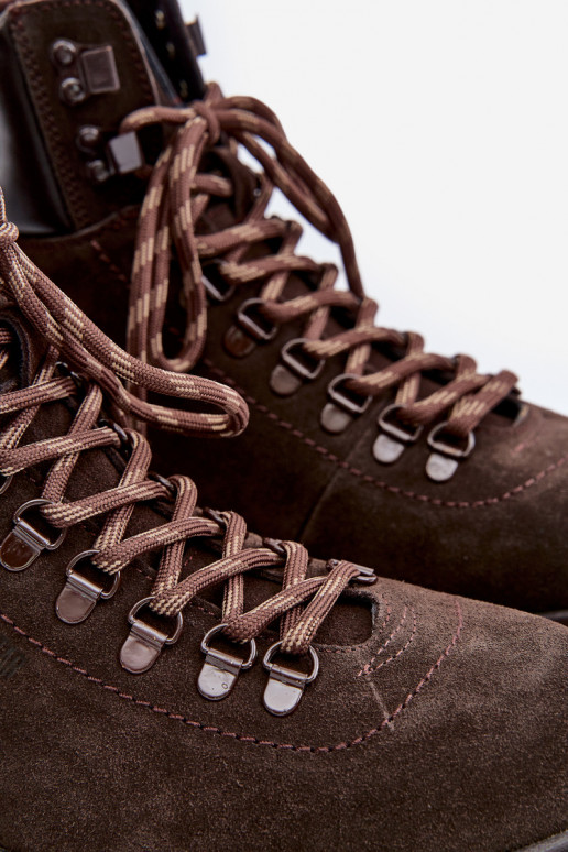 dalla pelle scamosciata riscaldamento Stivali scarpe Deveschio Big Star OO174644 Hi-Poly System colore marrone