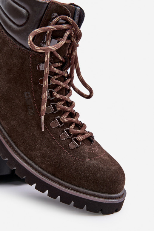 dalla pelle scamosciata riscaldamento Stivali scarpe Deveschio Big Star OO174644 Hi-Poly System colore marrone