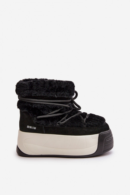 Pelle Stivali da neve Femminile Su una suola spessa con una pelliccia Big Star OO274A206 colore nero