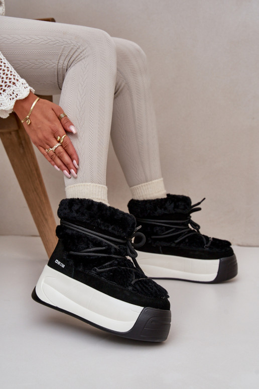 Pelle Stivali da neve Femminile Su una suola spessa con una pelliccia Big Star OO274A206 colore nero