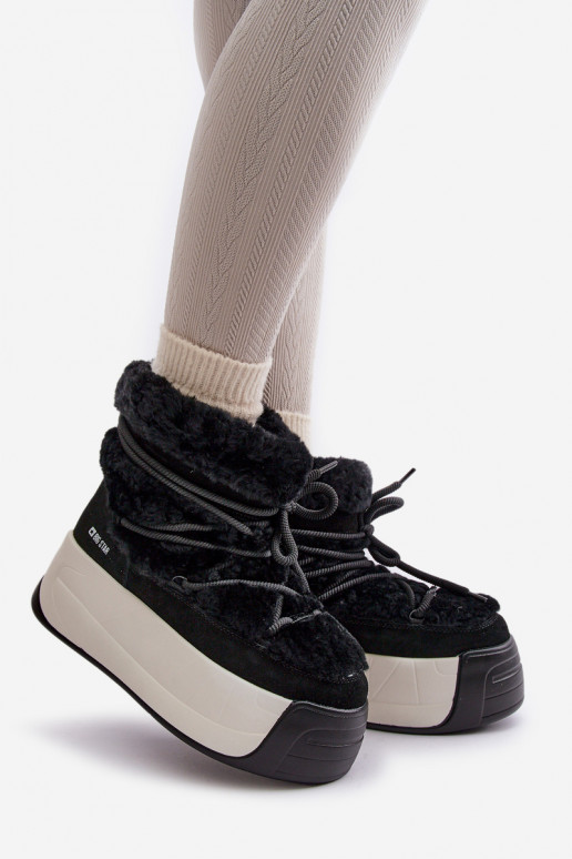 Pelle Stivali da neve Femminile Su una suola spessa con una pelliccia Big Star OO274A206 colore nero