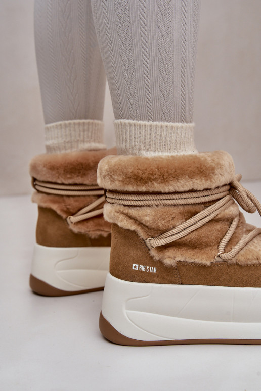 Pelle Stivali da neve Femminile Su una suola spessa con una pelliccia Big Star OO274A207 colore marrone