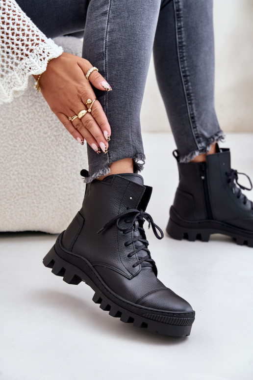 Zazoo 2831 Stivali da donna Realizzato in pelle naturale colore nero