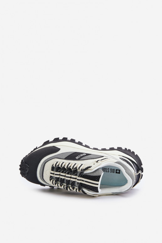 Pelle Scarpe modello sneakers Femminile con una piattaforma Big Star OO274A220 HI-POLY SYSTEM Bianco-colore nero Pelle Scarpe modello sneakers Femminile con una piattaforma Big Star OO274A220 HI-POLY SYSTEM Bianco-colore nero