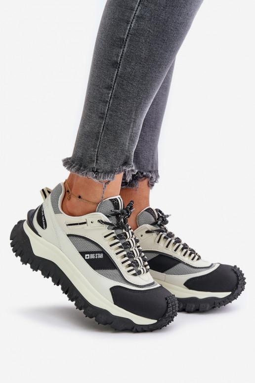 Pelle Scarpe modello sneakers Femminile con una piattaforma Big Star OO274A220 HI-POLY SYSTEM Bianco-colore nero Pelle Scarpe modello sneakers Femminile con una piattaforma Big Star OO274A220 HI-POLY SYSTEM Bianco-colore nero