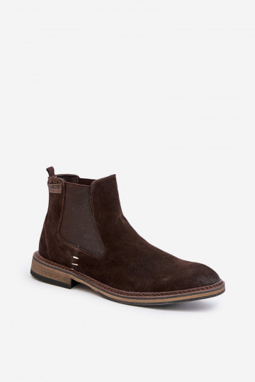 Stivaletti stilosi in pelle scamosciata da uomo Big Star OO174155, color marrone