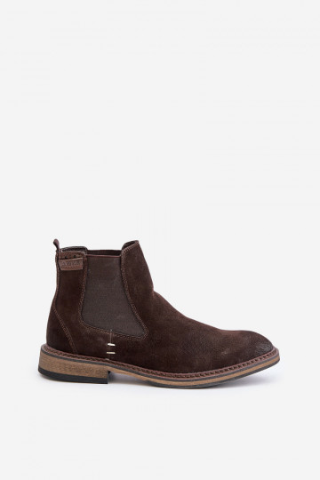 Stivaletti stilosi in pelle scamosciata da uomo Big Star OO174155, color marrone 2