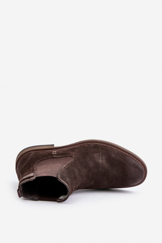 dalla pelle scamosciata stivali alla moda Deveschio Big Star OO174155 colore marrone