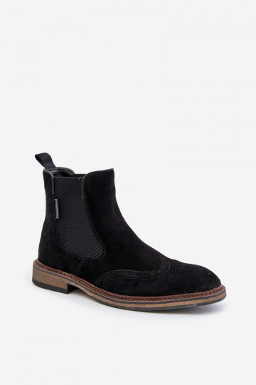 Stivaletti stilosi in pelle scamosciata da uomo Big Star OO174192, color nero