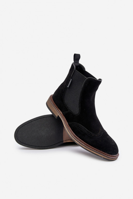 dalla pelle scamosciata Deveschio stivali alla moda Big Star OO174192 colore nero