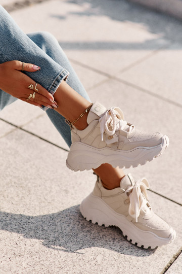 Femminile Pelle Scarpe modello sneakers beige CheBello 4583