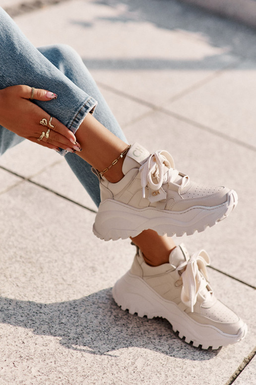 Femminile Pelle Scarpe modello sneakers beige CheBello 4583