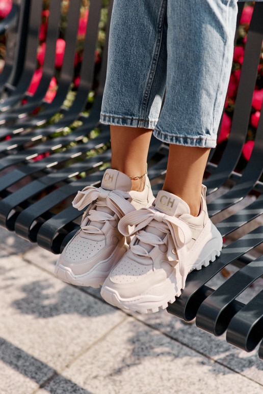 Femminile Pelle Scarpe modello sneakers beige CheBello 4583