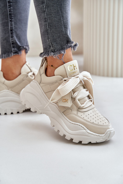 Femminile Pelle Scarpe modello sneakers beige CheBello 4583