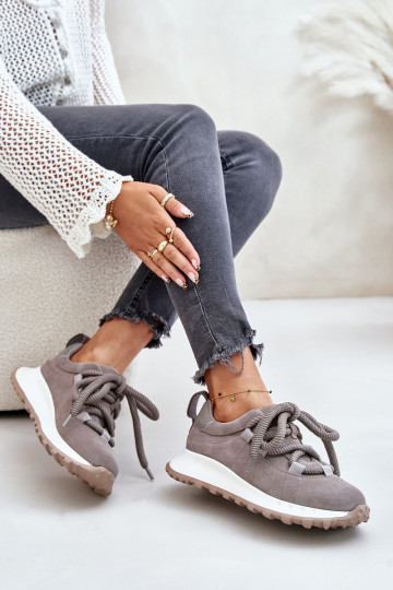 dalla pelle scamosciata Scarpe modello sneakers FemminileGrubym Allacciaturam Artiker 54C1465 colore grigio