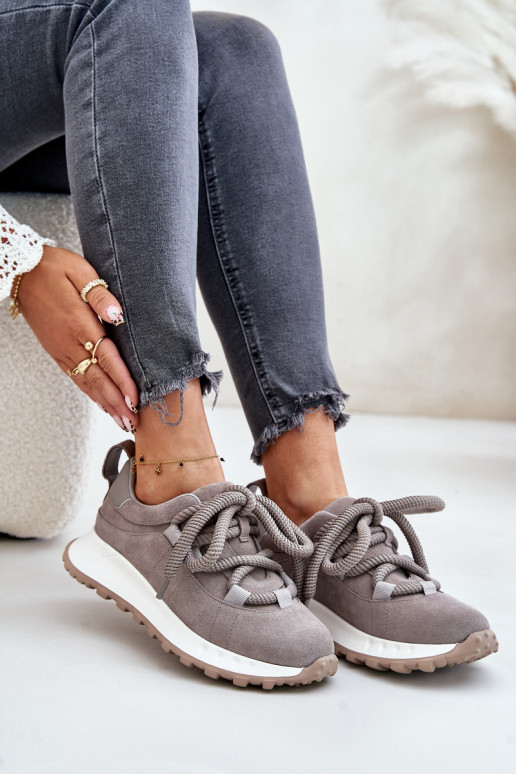 dalla pelle scamosciata Scarpe modello sneakers FemminileGrubym Allacciaturam Artiker 54C1465 colore grigio