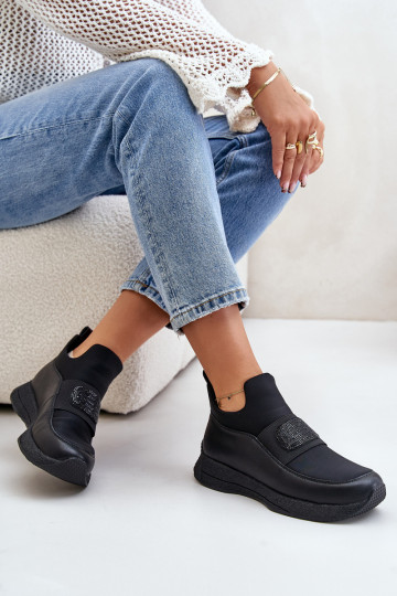 Scarpe sportive in pelle con plateau Artiker 55C0035, color nero