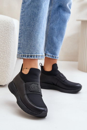 Scarpe sportive in pelle con plateau Artiker 55C0035, color nero 2