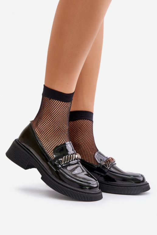 Femminile Mocassini laccati Mocassini con ornamenti D&A LZ42-030 colore nero Femminile Mocassini laccati Mocassini con ornamenti D&A LZ42-030 colore nero