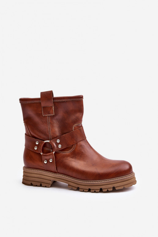 Pelle Stivali da donna con tacchi larghi LeAski 3610 colore marrone