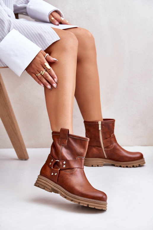 Pelle Stivali da donna con tacchi larghi LeAski 3610 colore marrone