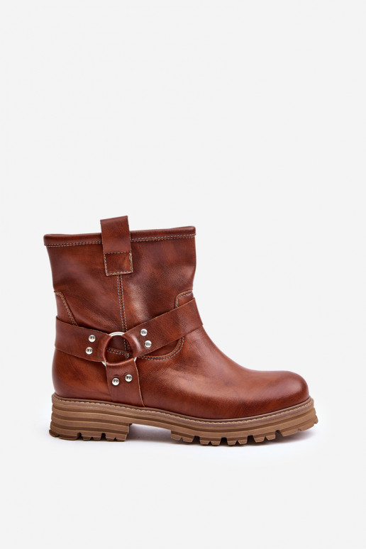 Pelle Stivali da donna con tacchi larghi LeAski 3610 colore marrone