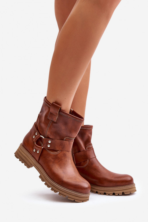 Pelle Stivali da donna con tacchi larghi LeAski 3610 colore marrone