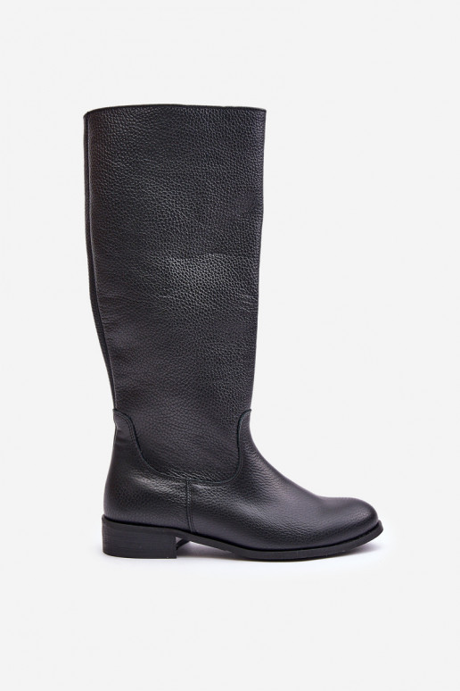 Pelle stivali da donna Metà polpaccio Al Castello LeAski 3616 colore nero