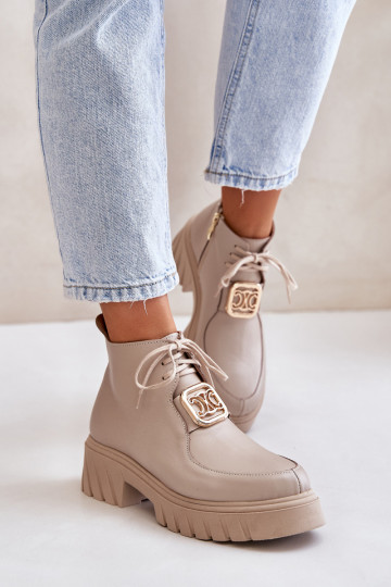 Zazoo 2952 Pelle Stivali con dettagli dorati beige