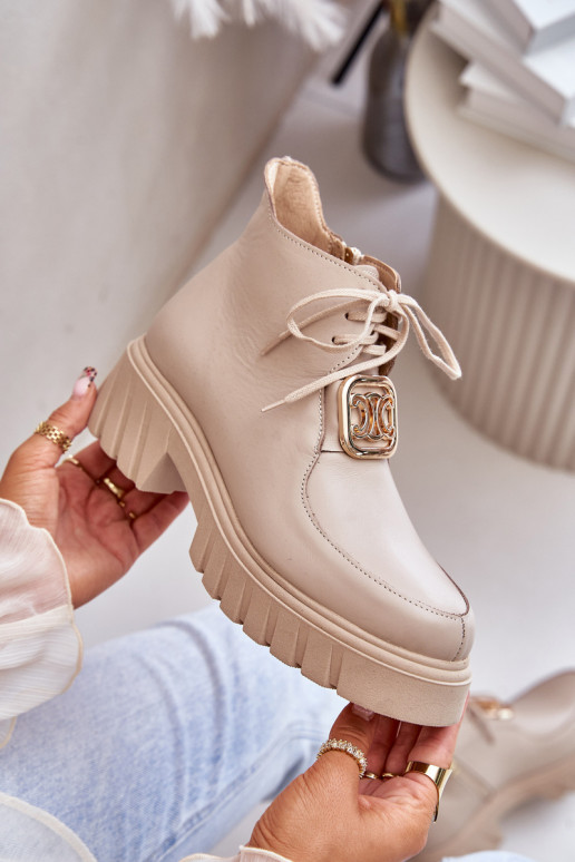 Zazoo 2952 Pelle Stivali con dettagli dorati beige Zazoo 2952 Pelle Stivali con dettagli dorati beige