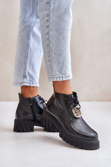 Zazoo 2952 Pelle Stivali con dettagli dorati colore nero