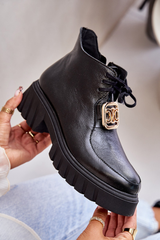 Zazoo 2952 Pelle Stivali con dettagli dorati colore nero