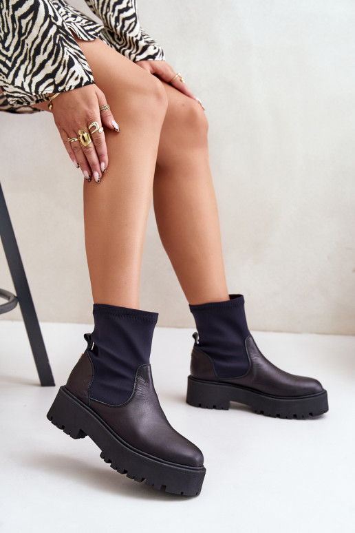 Zazoo 2947 Un modello convincente Stivali da donna Realizzato in pelle naturale colore nero