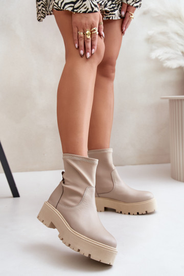 Stivaletti da donna in pelle naturale color sabbia Zazoo 2947 2
