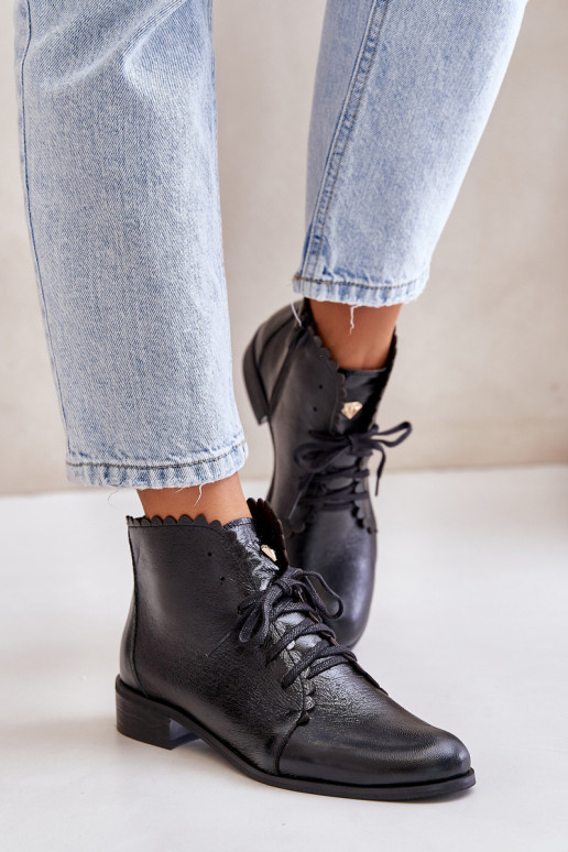 Zazoo 2964 Pelle Stivali con tacchi larghi colore nero Zazoo 2964 Pelle Stivali con tacchi larghi colore nero