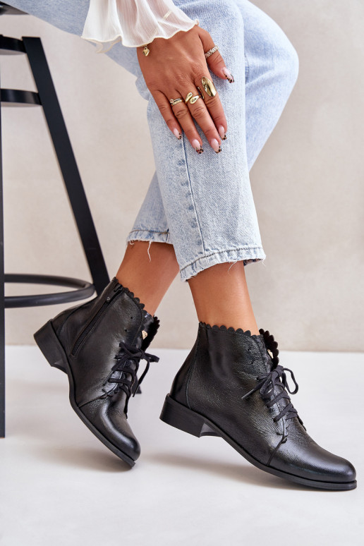 Zazoo 2964 Pelle Stivali con tacchi larghi colore nero Zazoo 2964 Pelle Stivali con tacchi larghi colore nero