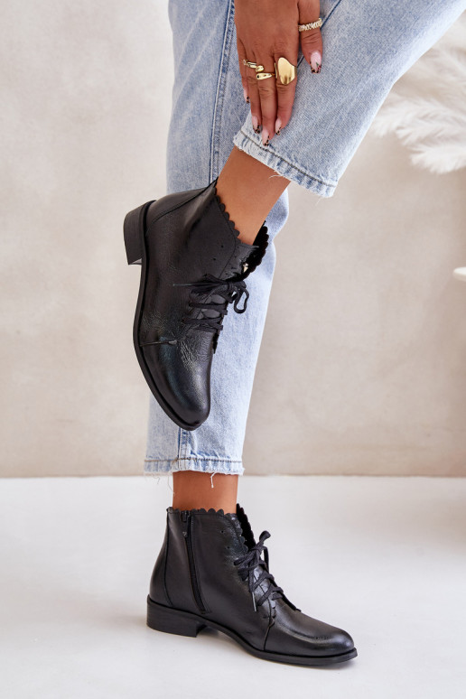 Zazoo 2964 Pelle Stivali con tacchi larghi colore nero Zazoo 2964 Pelle Stivali con tacchi larghi colore nero