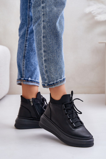  Pelle scarpe da ginnastica con una piattaforma Artiker 55C1041 colore nero