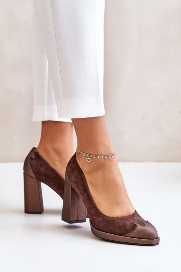 Scarpe scamosciate con i tacchi Laura Messi 2702 colore marrone