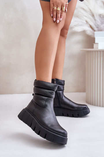 Zazoo 60512 stivaletti femminili in pelle naturale isolati in feltro con tacco, neri