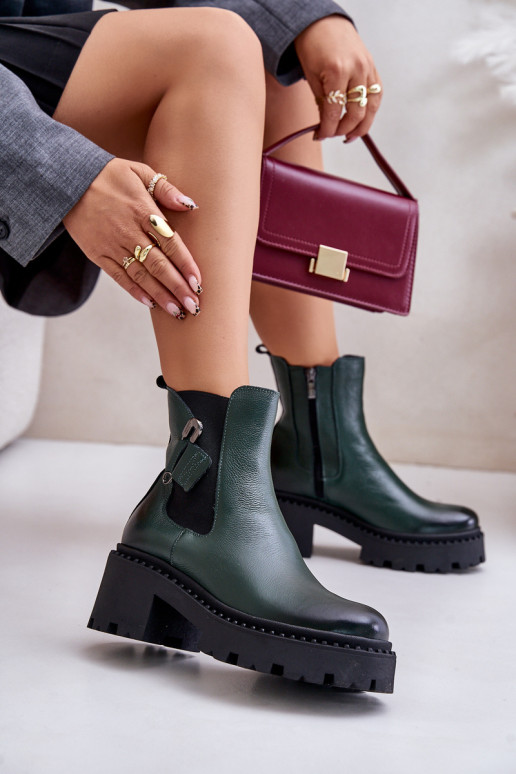 Zazoo 60490 Pelle riscaldamento Stivali con ornamenti colore kaki Zazoo 60490 Pelle riscaldamento Stivali con ornamenti colore kaki