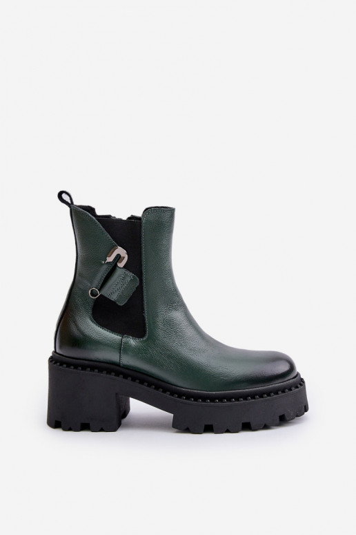 Zazoo 60490 Pelle riscaldamento Stivali con ornamenti colore kaki Zazoo 60490 Pelle riscaldamento Stivali con ornamenti colore kaki