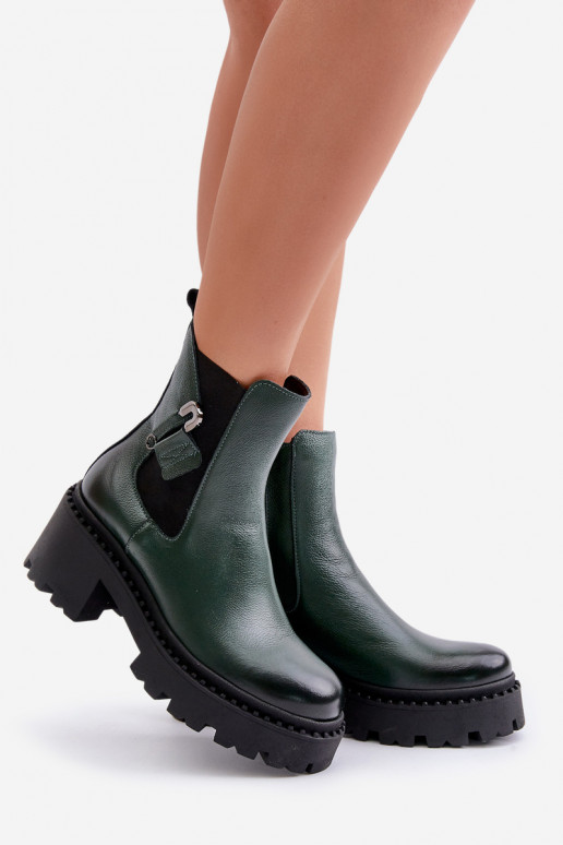 Zazoo 60490 Pelle riscaldamento Stivali con ornamenti colore kaki Zazoo 60490 Pelle riscaldamento Stivali con ornamenti colore kaki