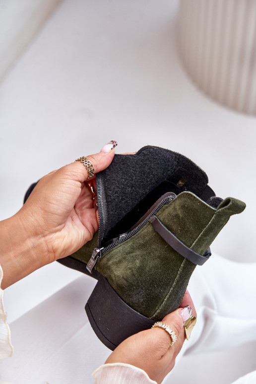 Zazoo 60478 Scarpe scamosciate con i tacchi riscaldamento Fissato Al Castello colore kaki