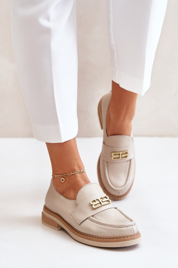 Zazoo 20174 scarpe femminili in pelle dallo stile elegante con tacco largo, color sabbia