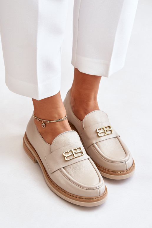 Zazoo 20174 Pelle Stile elegante scarpe Femminile con tacchi larghi beige Zazoo 20174 Pelle Stile elegante scarpe Femminile con tacchi larghi beige