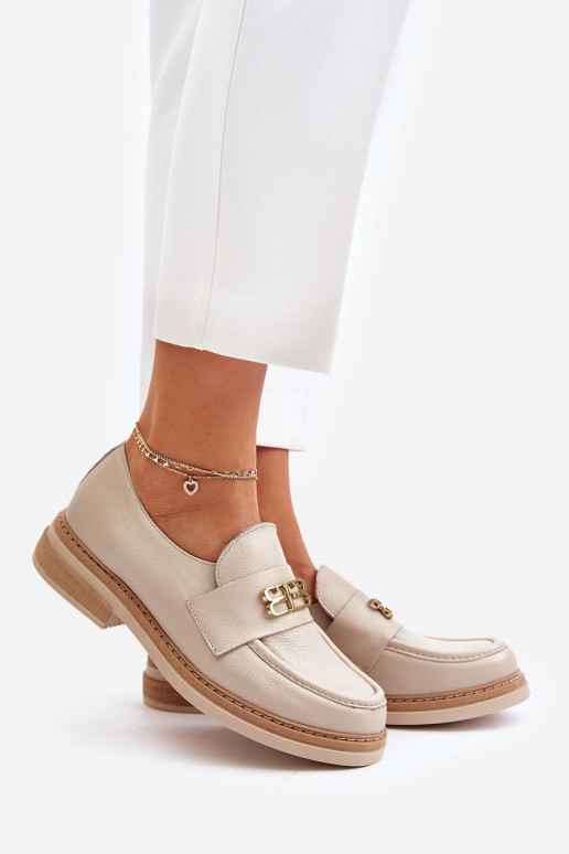 Zazoo 20174 Pelle Stile elegante scarpe Femminile con tacchi larghi beige Zazoo 20174 Pelle Stile elegante scarpe Femminile con tacchi larghi beige